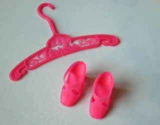 Vintage Barbie Shoes Hot Pink T - Straps Marked Japan & Logo Hanger