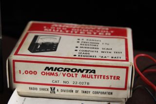 Vintage Radio Shack Micronta 1000 OHMS/VOLT Multitester Tandy Corp - Instruction 3