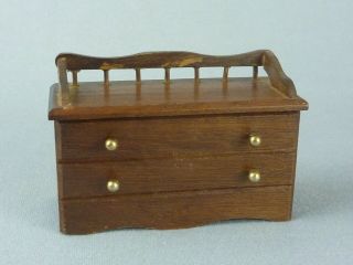 Vtg Dollhouse Miniature Hope Chest Trunk / Bench Seat Wood Furniture