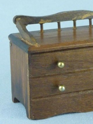 VTG Dollhouse Miniature Hope Chest Trunk / Bench Seat Wood Furniture 3