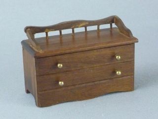 VTG Dollhouse Miniature Hope Chest Trunk / Bench Seat Wood Furniture 4