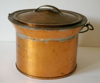 Primitive Vintage Copper Pot/pail Lid,  Bail Handle; Rustic Country Farmhouse