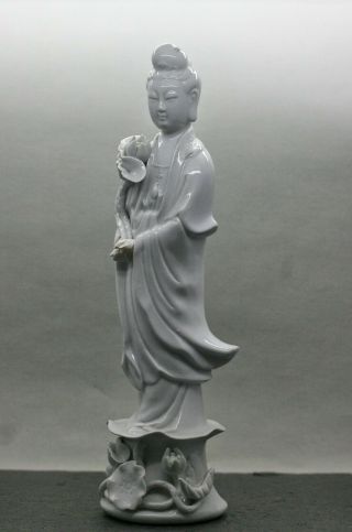 Vintage Chinese Blanc De Chine Dehua 德化瓷 Guan Yin Porcelain Figurine
