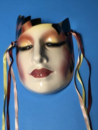 Vintage Clay Art San Francisco About Face Ceramic Wall Mask Salute To Italy