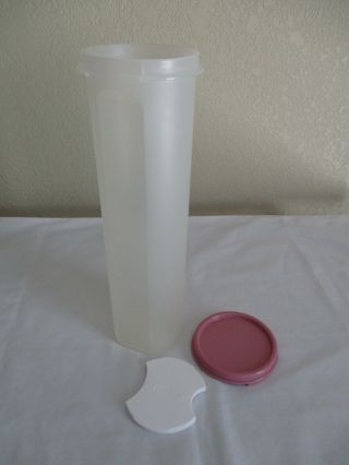 Vintage 3 Piece Tupperware Spaghetti Keeper 1661 - 4 With Pink Lid 1607 - 13
