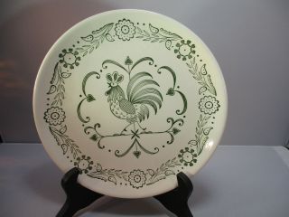 1 Vtg Scio Pottery Provincial Pattern Green Rooster Dinner Plate 9 1/4 " D