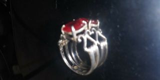 VINTAGE STERLING SILVER 925 NATURAL OLD RUBY RING SZ 7 2