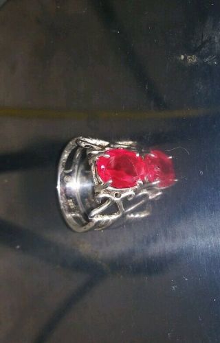 VINTAGE STERLING SILVER 925 NATURAL OLD RUBY RING SZ 7 4
