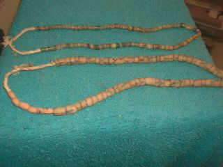 2 Vintage African Trade Bead Necklace Sand Glass 13 " Half Way (1)