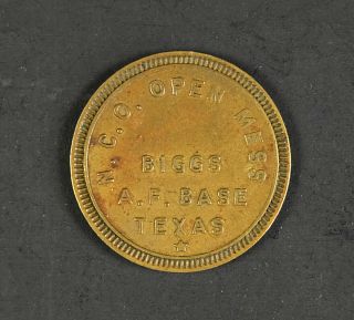 Vintage Biggs Air Force Base Texas Good For 5 Cents Brass Trade Token Coin