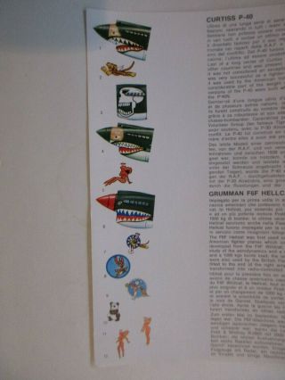 Vintage ESCI Decal Set of P - 40 Warhawk and F - 6 Hellcat 1/72 Scale 4