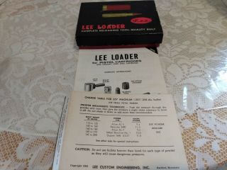 Vintage Lee Loader Reloading Tool For Pistol Cartridges And Directions