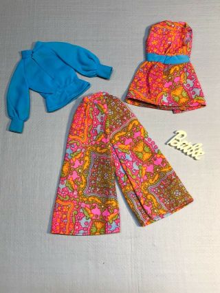 Vintage Barbie 1970 Mod Mood Matchers Turquoise Shirt,  Dress,  Palazzo Pants,  Wow 4