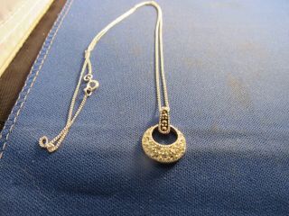 Vintage Sterling Silver Tiny Cubic Zirconia & Marcasite Pendant & Sterling Chain