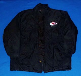 Vintage Nfl Kansas City Chiefs Game Day Black Full Zip Winter Coat Jacket Xl