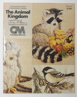 2 Erica Wilson Crewel Embroidery Needlework Design Books Animals Letters Vintage 4