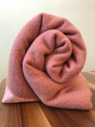 Vintage 100 Wool Blanket Montgomery Ward Camp Blanket 70x90 Pink