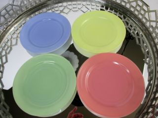 Moderntone Desert Plates 6 In Pastel Hazel Atlas Planonite Vintage 4 Easter G993