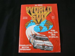 Vintage 16th Annual World 600 Charlotte Motor Speedway Program 1975 Souvenir Mag