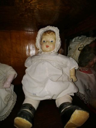 Antique 17 1/2 Inch Doll.  Partially Wooden? Interesting Receipt From 1981.