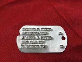 Vintage Wwii Military Dog Tag T43 A.  C E Orange Jersey