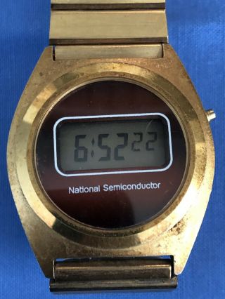 National Semiconductor Watch Old Vintage Rare Men’s Gold Toned Digital Lcd