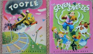 2 Vintage Little Golden Books The Seven Sneezes,  Tootle 42 Pgs