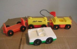 Vtg 996 Fisher Price Airport Vehicle Green/white Car Tram Luggage Cart Jet Fuel