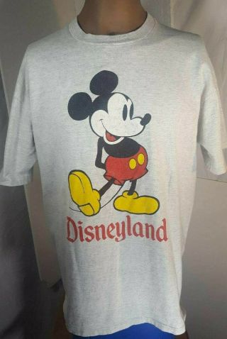 Vintage Disney Mickey Mouse Grey T Shirt,  Xl 46 - 48,  Usa Made,  Disneyland