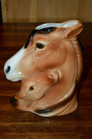 Vintage Royal Copely Horse Head Vase With Foal/colt Ceramic Pottery Inv 819 - 3