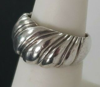 Vintage Sterling Silver 925 Thailand Textured Dome Ring Sz 7 (7.  4g)