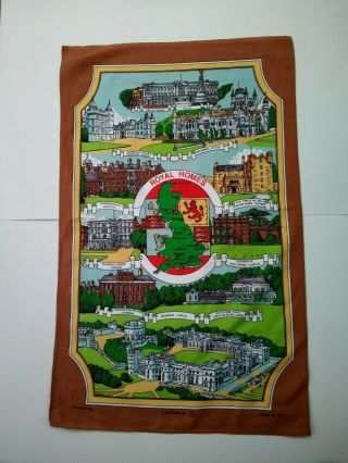 Vintage - Cotton Tea Towel Made In U.  K.  - Royal Homes - - Winsor Castle - 100 Cotton