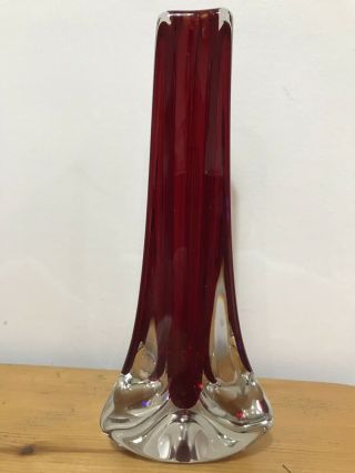 Vintage Whitefriars Tricorn Art Glass Vase By Geoffrey Baxter Pat 9570 C 1960 