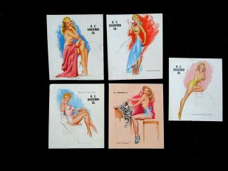 5 Vintage Pin Up Advertising Ink Blotters H E Ransford Co Pittsburgh Pa