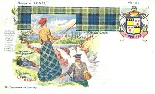 Vintage Postcard - Scotish Clan Graham,  Badge " Laurel " The Clanswoman Of Scotland