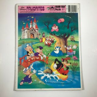 Vintage Walt Disney Favorites Alice Snow White Frame Tray Puzzle 1984 4510a - 42
