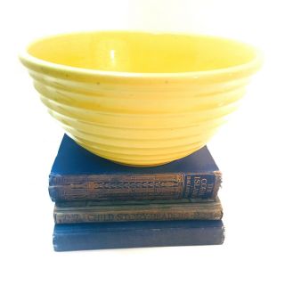 Vintage Weller Yellow Ringware Nesting Mixing Bowl 10 - 1/2 " Stoneware Pottery