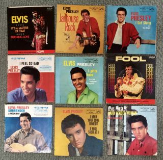 9 Vintage Elvis Presley 45 Rpm Record Sleeve Only No Records