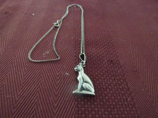 Vintage Sterling Silver Cougar Cat Pendant & Chain