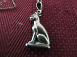 VINTAGE STERLING SILVER COUGAR CAT PENDANT & CHAIN 2