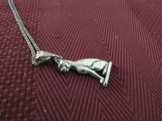 VINTAGE STERLING SILVER COUGAR CAT PENDANT & CHAIN 3