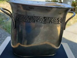 Pottery Barn Wine Champagne Cooler Silver Metal,  Vintage