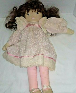Vintage 1984 Pauline Bjonness Jacobsen Rag Cloth Doll Pink Dress 20 " Tall