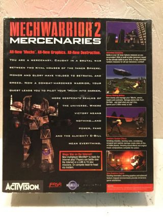 Vintage 1996 Mechwarrior 2 Mercenaries Big Box PC Game DOS Windows 95 Mech CD 4