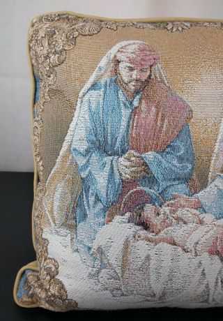 VTG Religious Pillow Jesus Mary Joseph Catholic Christian Christmas Tapestry God 3