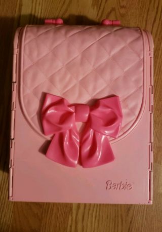 Vintage Barbie Fold Up Folding Bedroom Bathroom Playset Toy Pink Travel Case