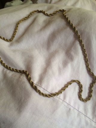 Vintage Yellow Metal Gold Plated ??? Heavy Twist Chain Necklace 28” Long