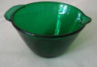 Vtg Forest Green Anchor Hocking Glass Co.  Corp.  Batter Bowl Pour Spout & Handle