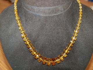 Vintage Art Deco Jewellery Graduating Rich Amber Glass Bead Cocktail Necklace