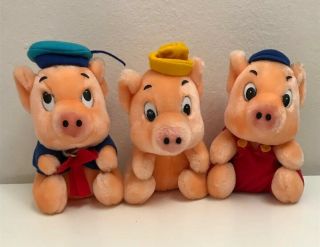 Vintage Three Little Pigs Set Plush Doll Walt Disney Company